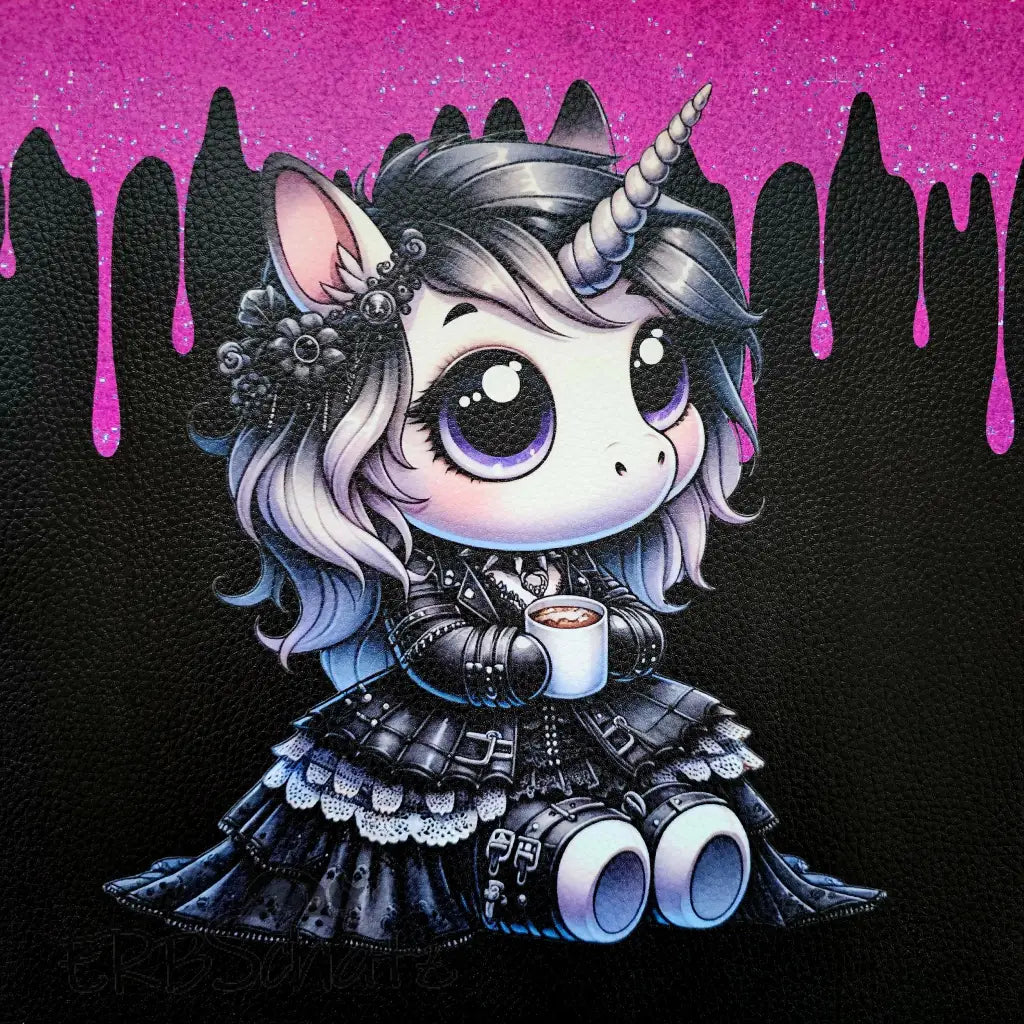 Kunstleder Panel Goth Unicorn 25x 25cm - P25