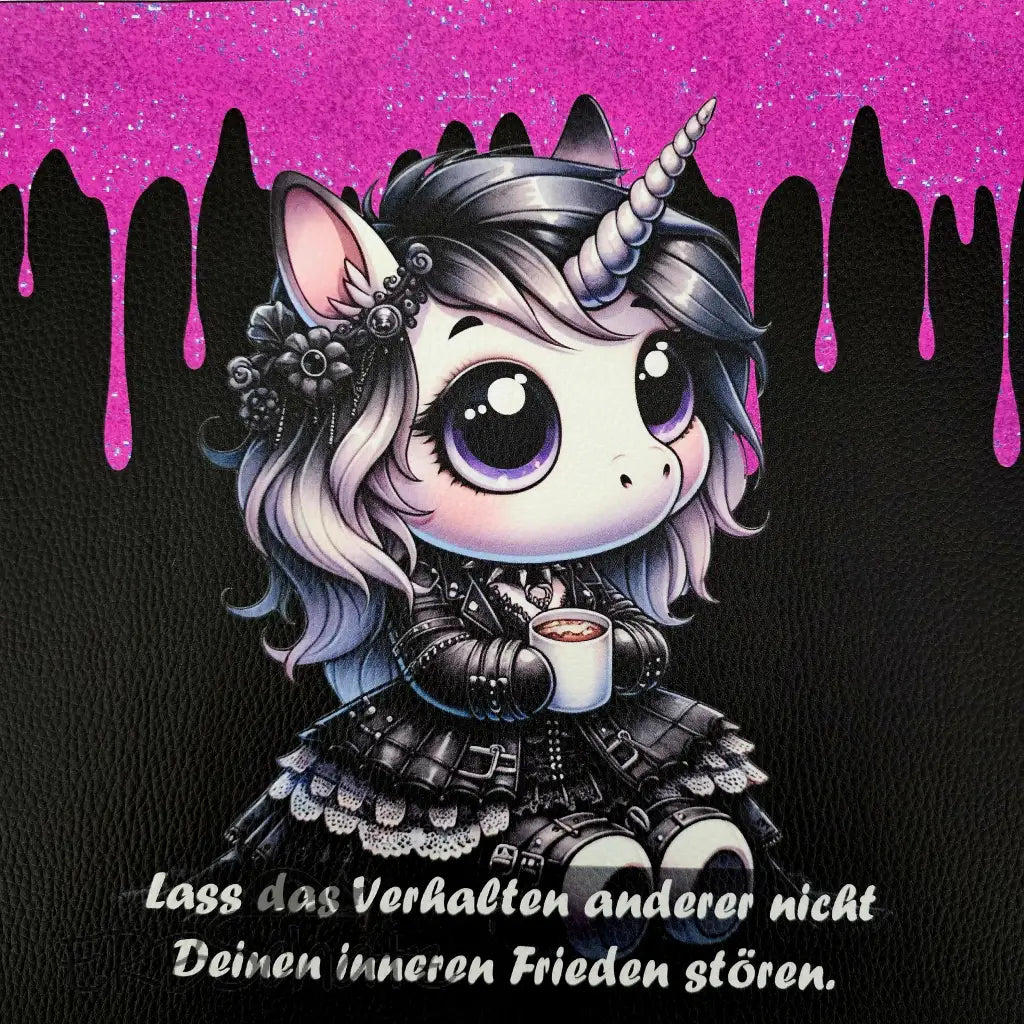 Kunstleder Panel Goth Unicorn Spruch 30x 30cm - P30