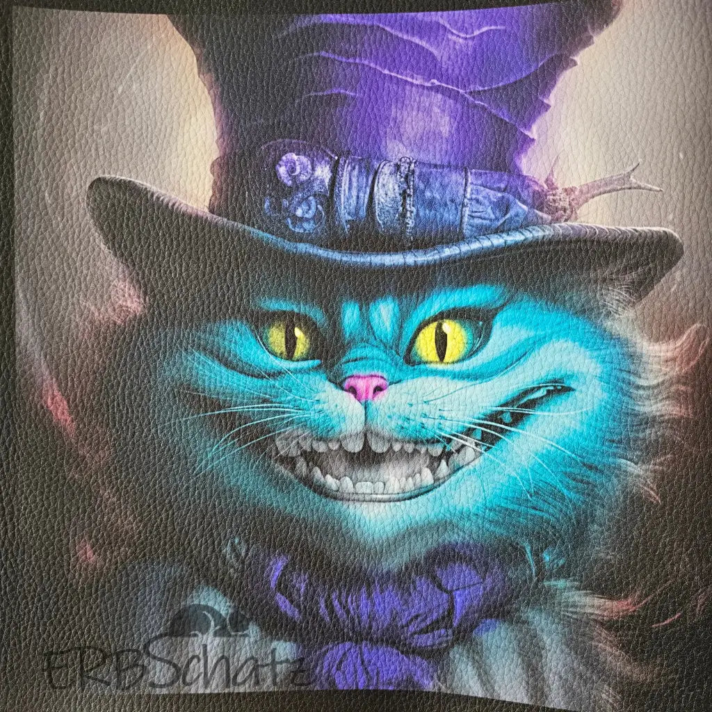 Kunstleder Panel Hatter Cat Turquoise 30x 30cm - Hatter Cat