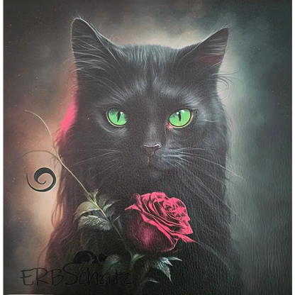 Kunstleder Panel Katze Red Rose 30x 30cm - Katze Red Rose