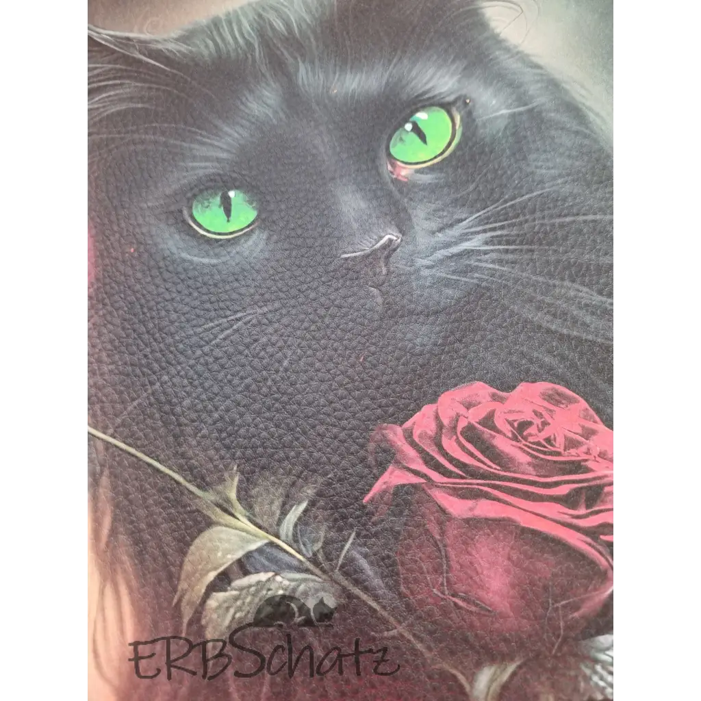 Kunstleder Panel Katze Red Rose 30x 30cm - Katze Red Rose