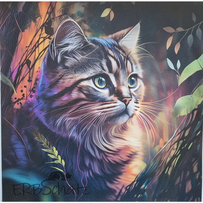 Kunstleder Panel Katzen zur Auswahl 30x 30cm - Tiger Cat