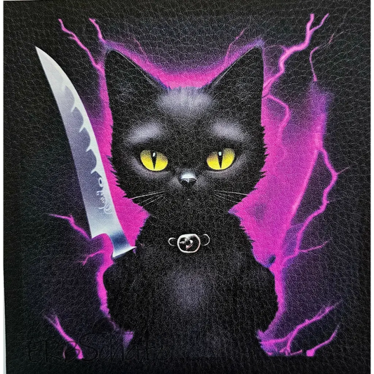 Kunstleder Panel Killer Cat Pink 15x 15cm - Killer Cat Pink