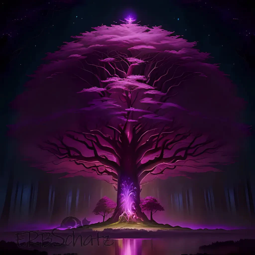 Kunstleder Panel Purple Glow Tree 30x 30cm - Purple Glow