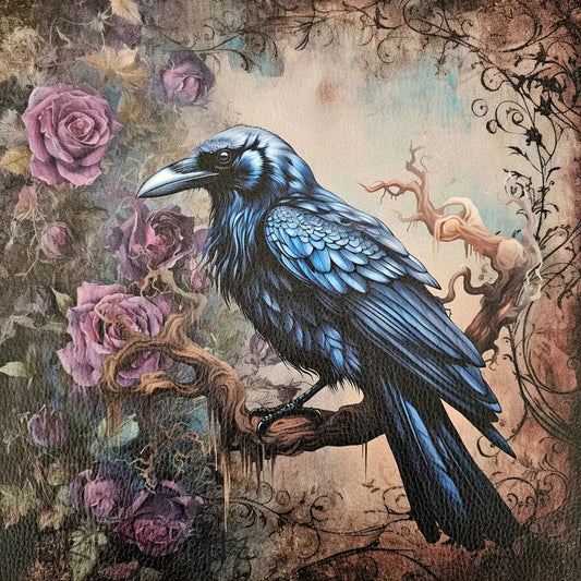 Kunstleder Panel Purple Goth Raven 30x 30cm - P30