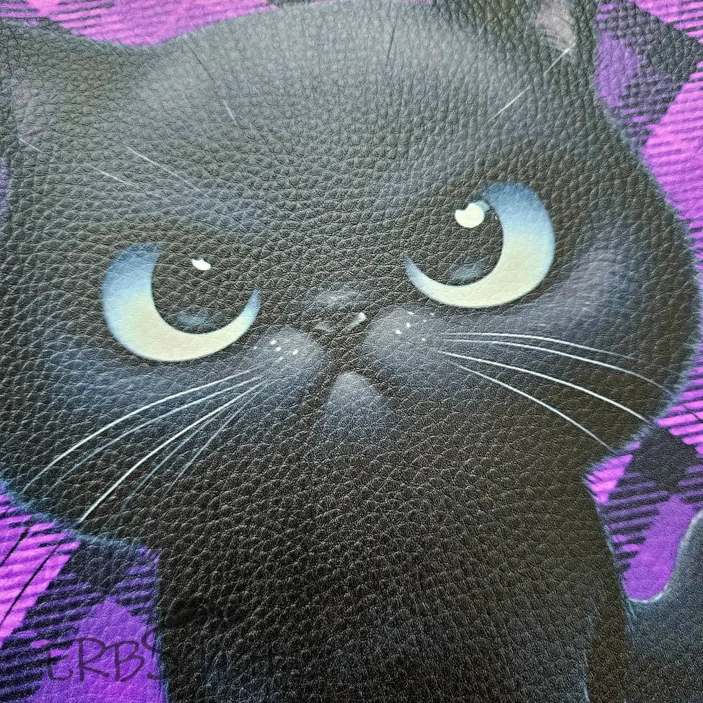 Kunstleder Panel Purple Tartan Cat 30x 30cm - P30