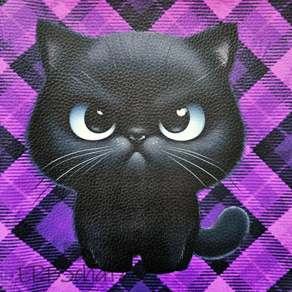 Kunstleder Panel Purple Tartan Cat 30x 30cm - P30