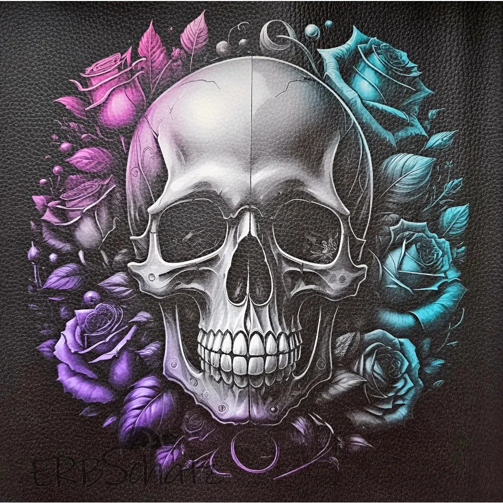 Kunstleder Panel Rosed Skull 30x 30cm - Rosed Skull - P30