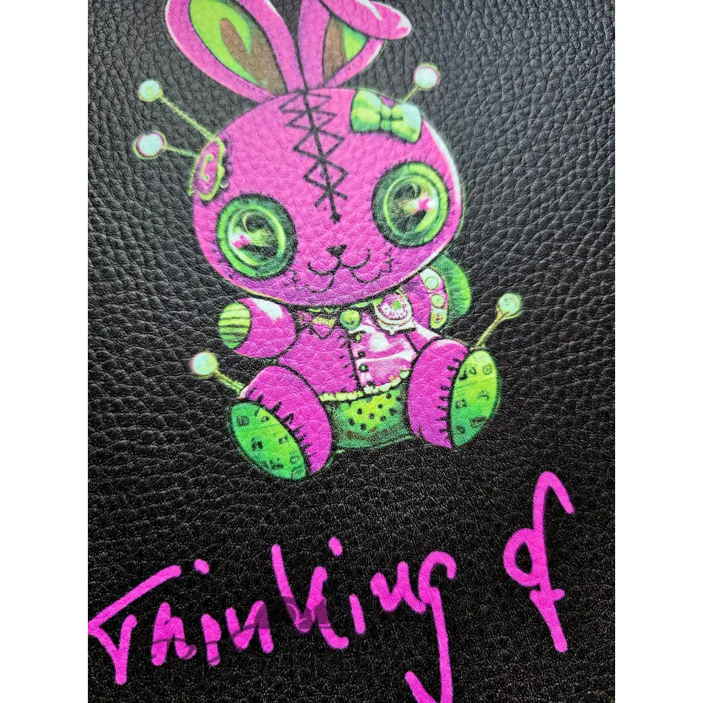 Kunstleder Panel Thinking of you Bunny Pink 15x 15cm