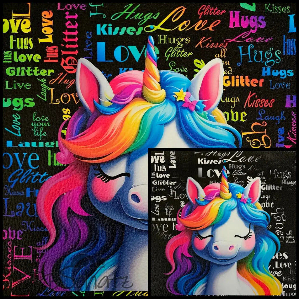 Kunstleder Panel Unicorn LoveKisses 25x 25cm - P25