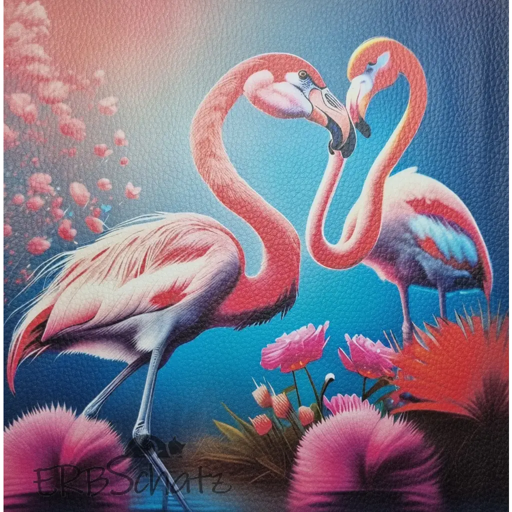 Kunstleder Panel Vibrant Flamingos 25x 25cm - Vibrant