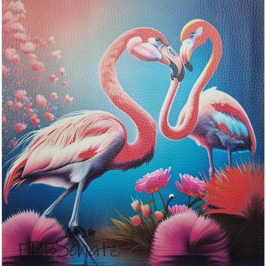 Kunstleder Panel Vibrant Flamingos 25x 25cm - Vibrant