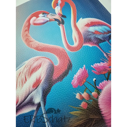 Kunstleder Panel Vibrant Flamingos 25x 25cm - Vibrant