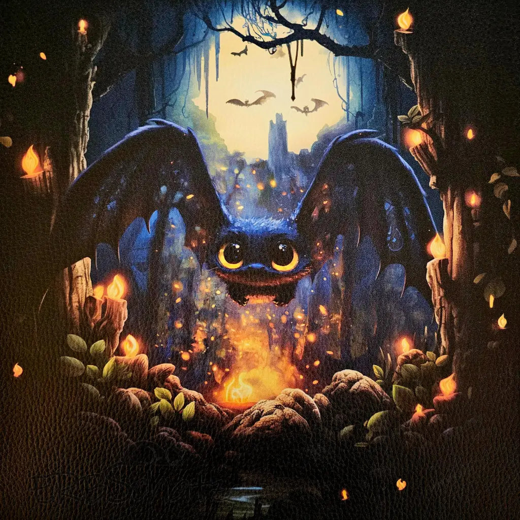 Kunstleder Panele Cute Bat Collection 30x 30cm - Forest Bat