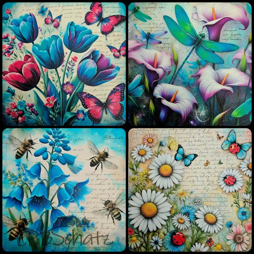 Kunstleder Panele Dreamy Flowers Collection 25x 25cm - P25