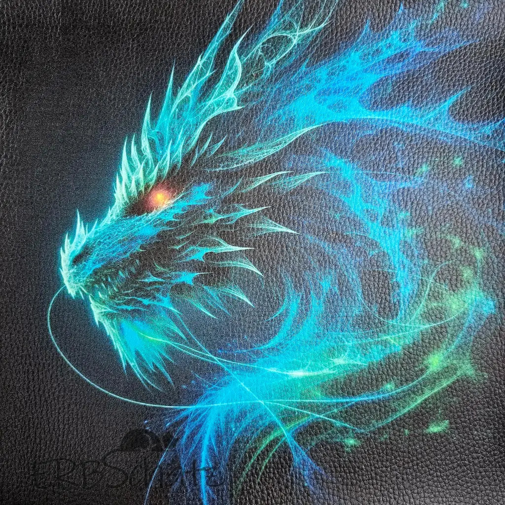 Kunstleder Panele Neon Dragon Collection 25 x 25 cm - Blue