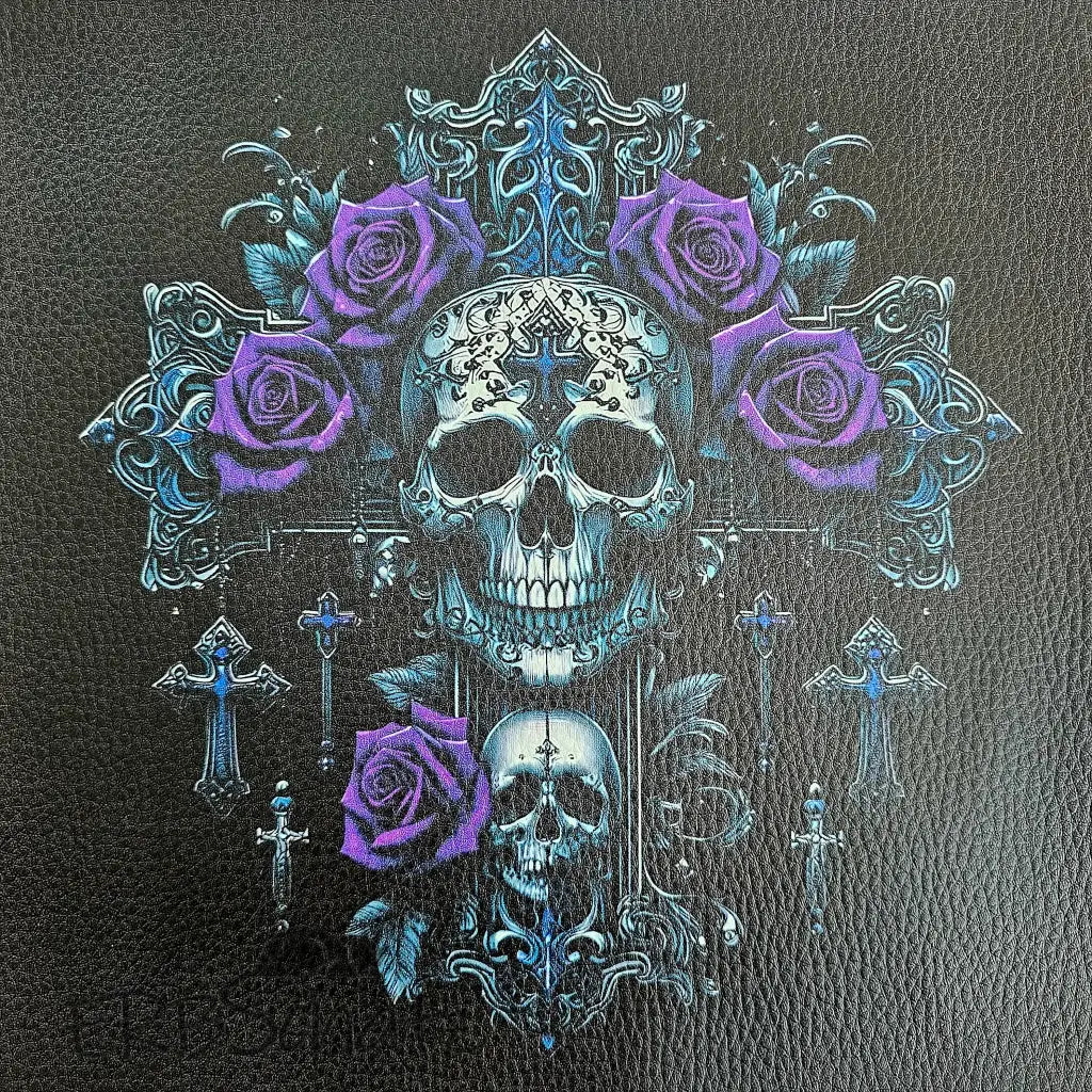 Kunstleder Panele Skull Cross Collection 25x 25cm - Purple