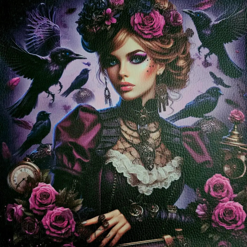 Kunstleder Panele Steampunk Raven Girl Collection 25 x 25