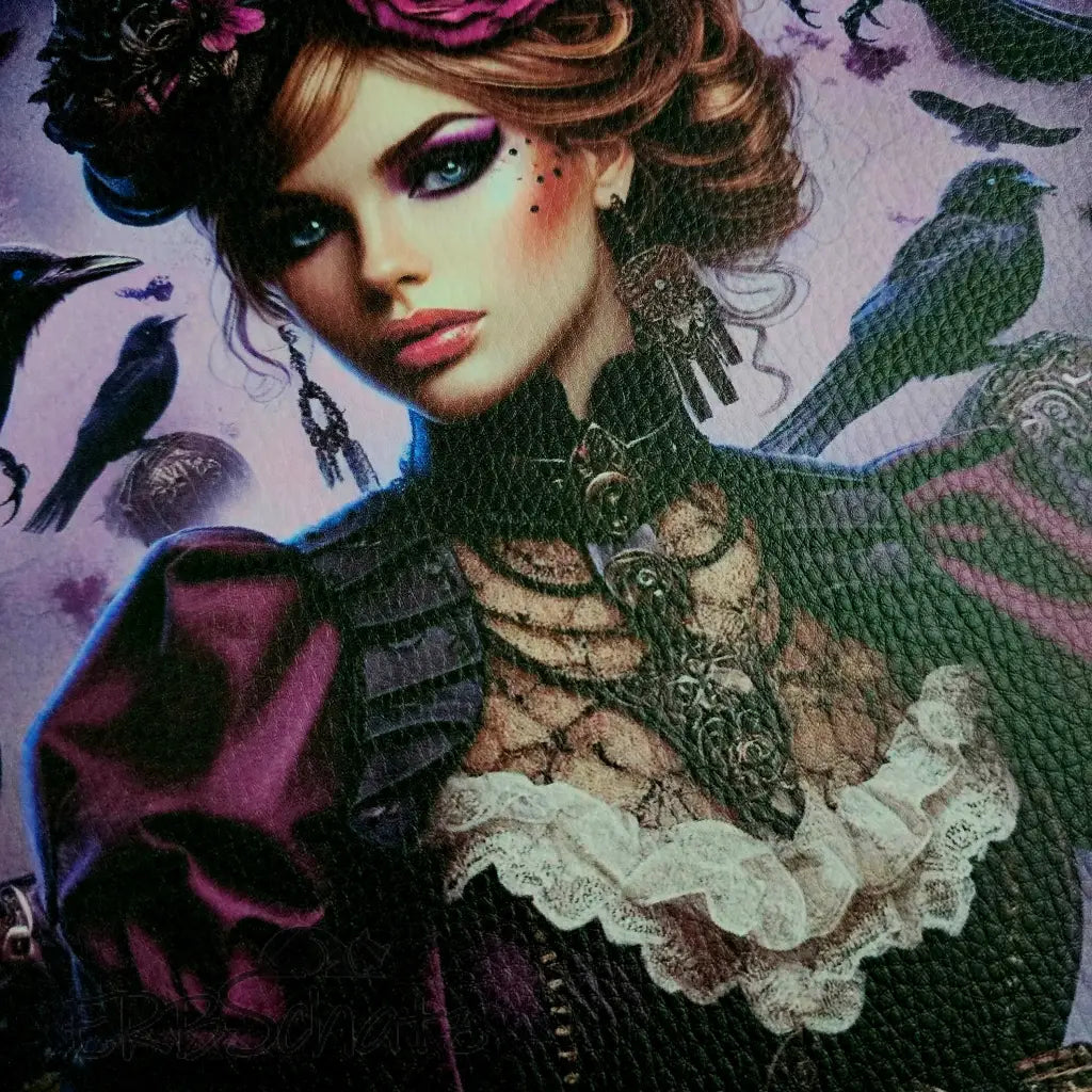 Kunstleder Panele Steampunk Raven Girl Collection 25 x 25