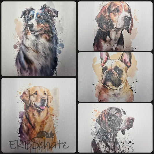 Kunstleder Panele Watercolour Dogs Collection 25x 25cm - P25