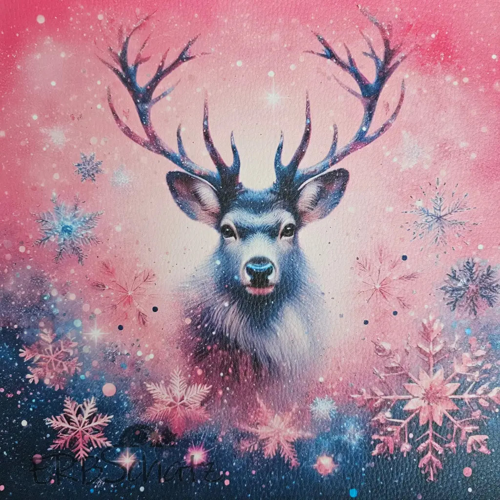 Kunstleder Panele X-Mas Collection 30x 30cm - Deer Blue