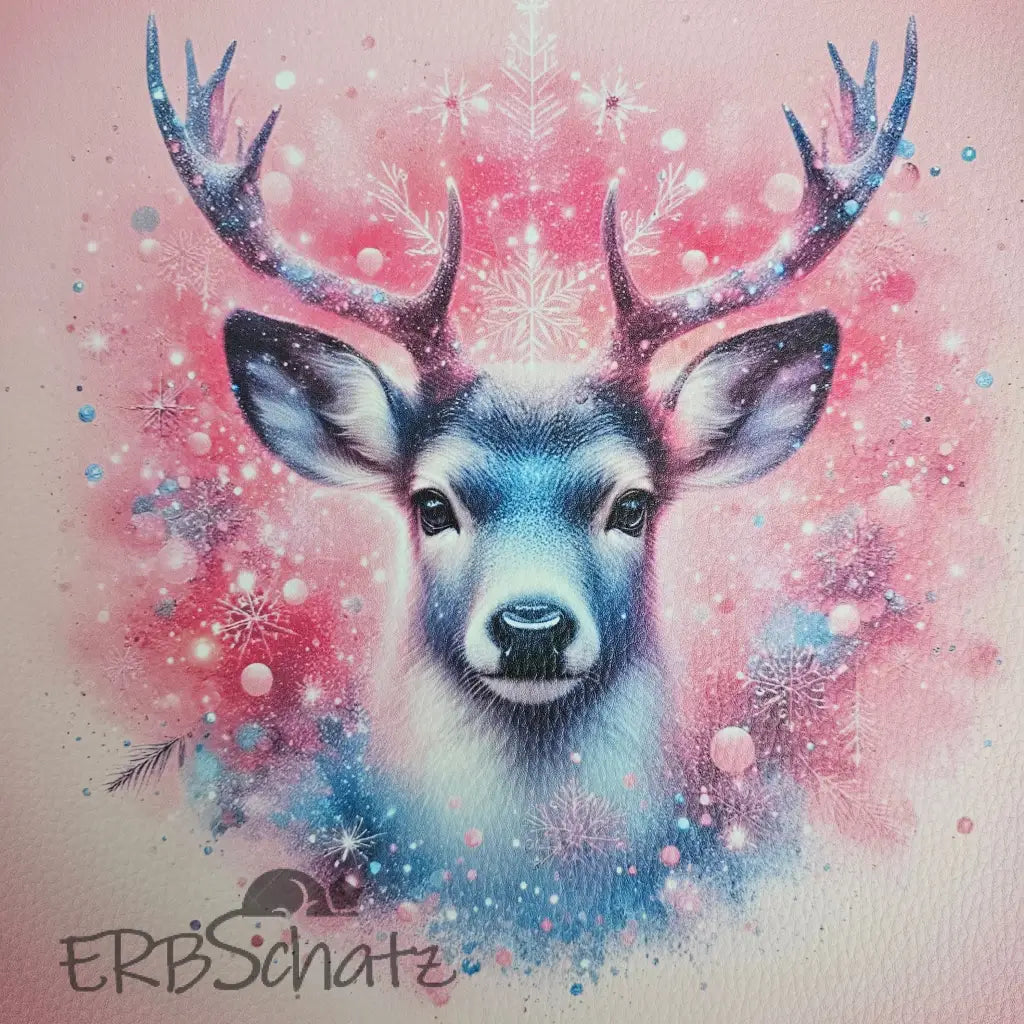 Kunstleder Panele X-Mas Collection 30x 30cm - Deer Rose