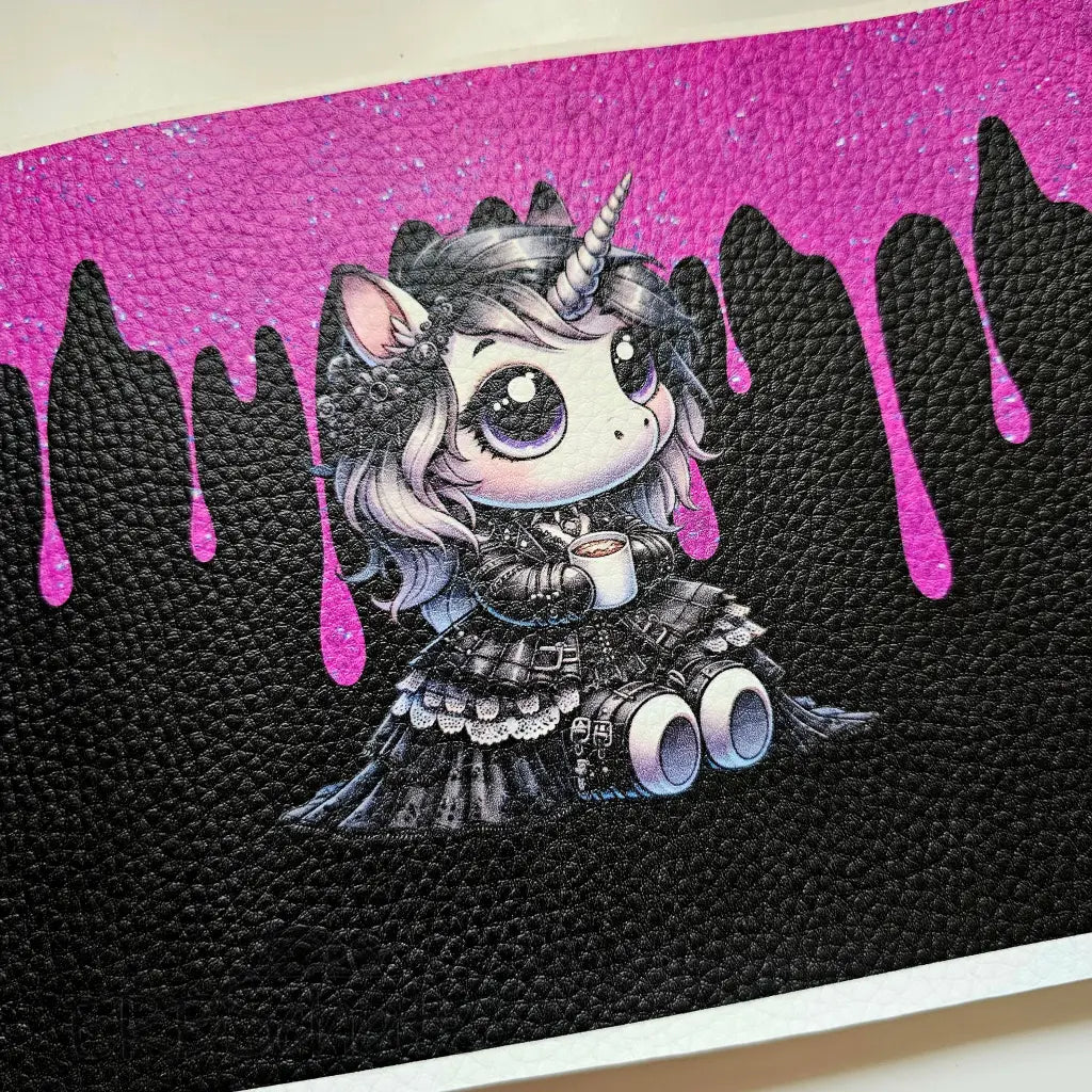 Kunstleder Portemonnaie Panel Goth Unicorn 25x 15cm