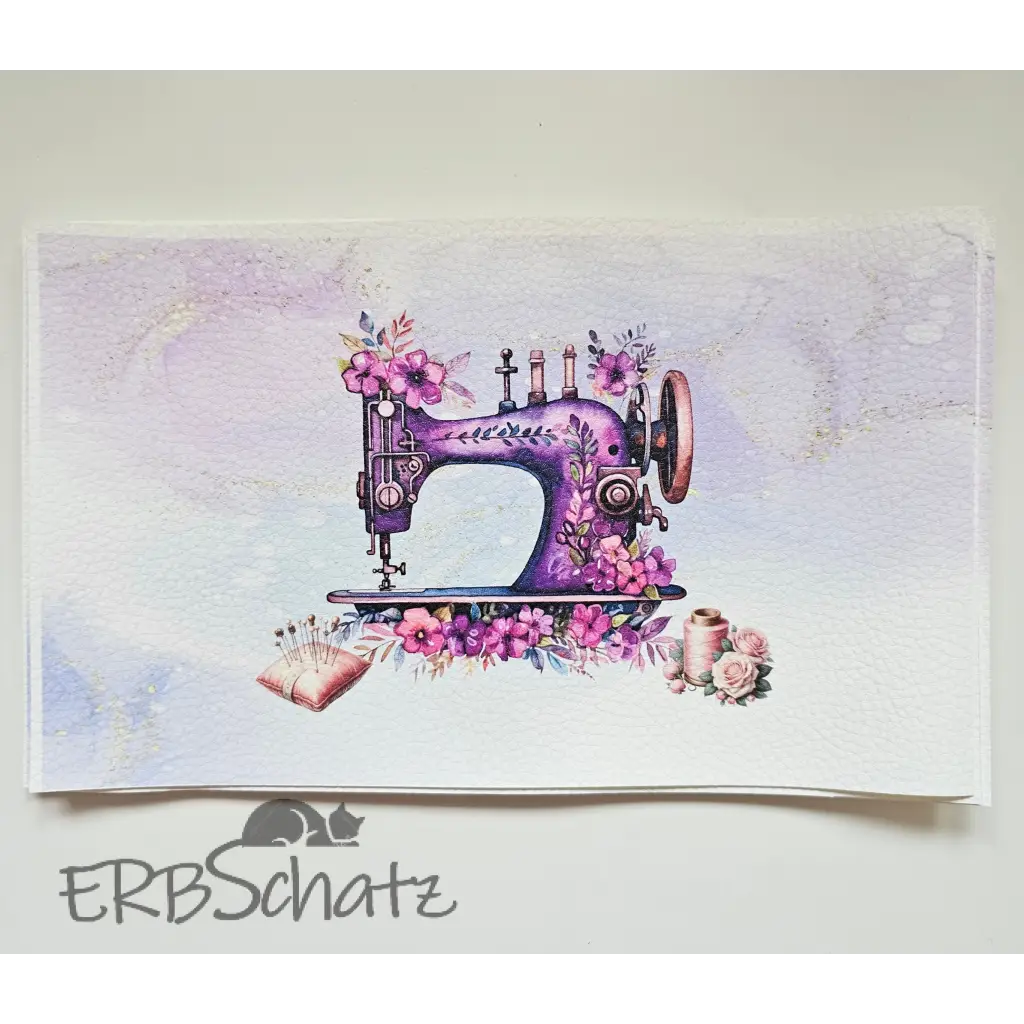 Kunstleder Portemonnaie Panel Purple Sewingmachine 25x 15cm