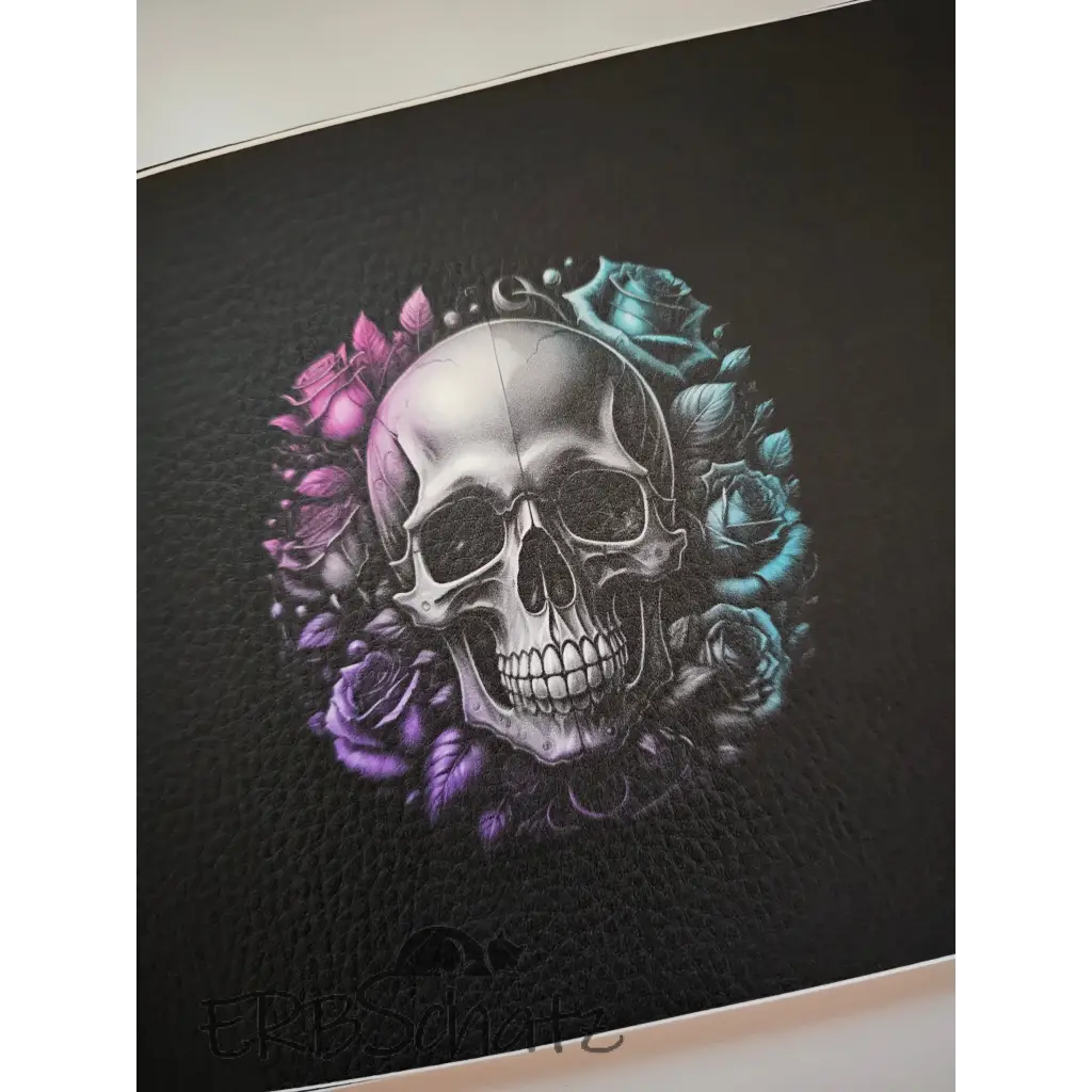 Kunstleder Portemonnaie Panel Skull Roses 25x 15cm - Skull