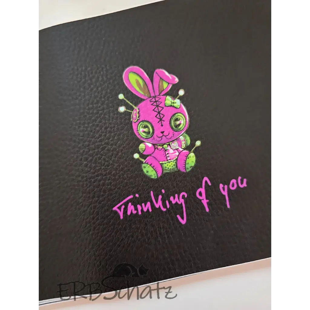 Kunstleder Portemonnaie Panel Thinking of you Bunny Pink