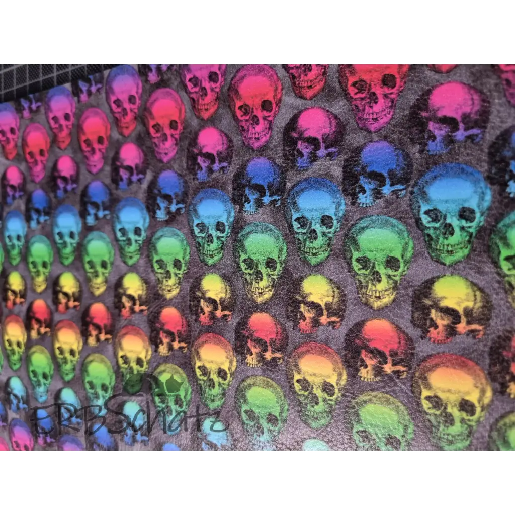 Kunstleder Rainbow Skulls Rollen 30 x 140 cm - 30cm