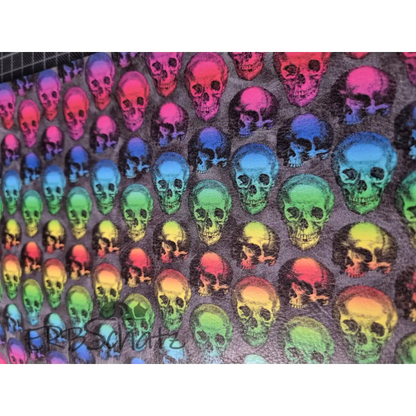 Kunstleder Rainbow Skulls Rollen 30 x 140 cm - 30cm