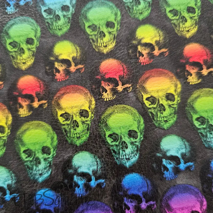 Kunstleder Rainbow Skulls Rollen 50 x 140 cm - 50cm