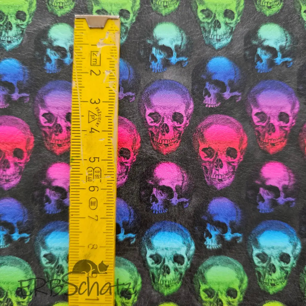 Kunstleder Rainbow Skulls Rollen 50 x 140 cm - 50cm