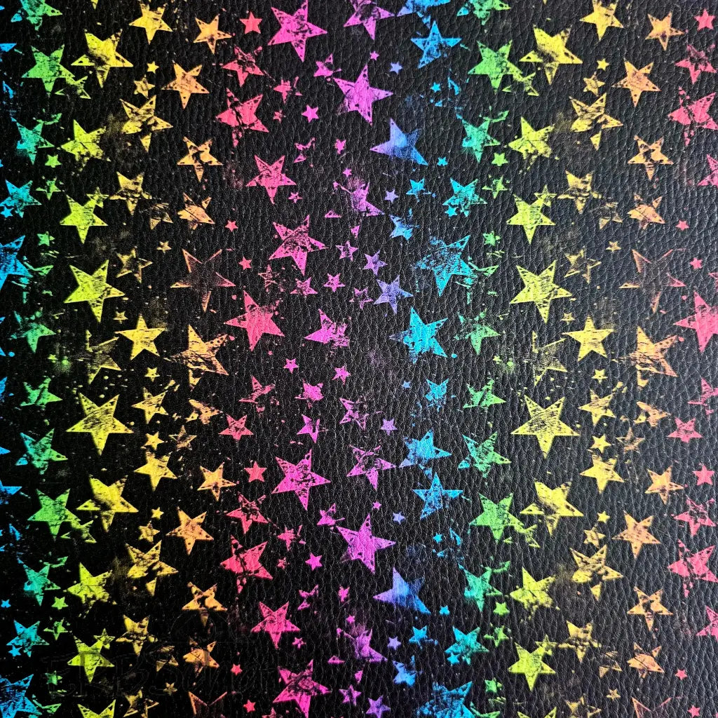 Kunstleder Rainbow Stars 30 x 140 cm