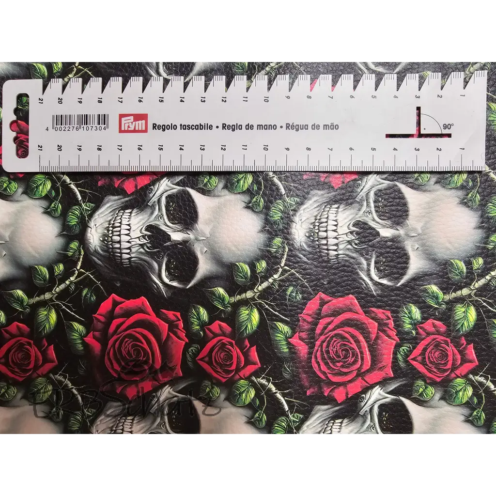 Kunstleder Skull red Rose 30 x 140 cm - Skull red Rose