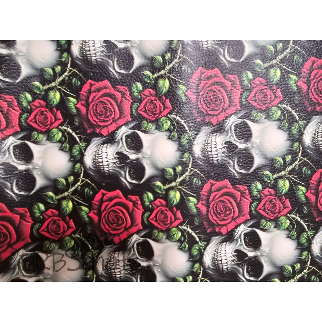 Kunstleder Skull red Rose 30 x 140 cm - Skull red Rose