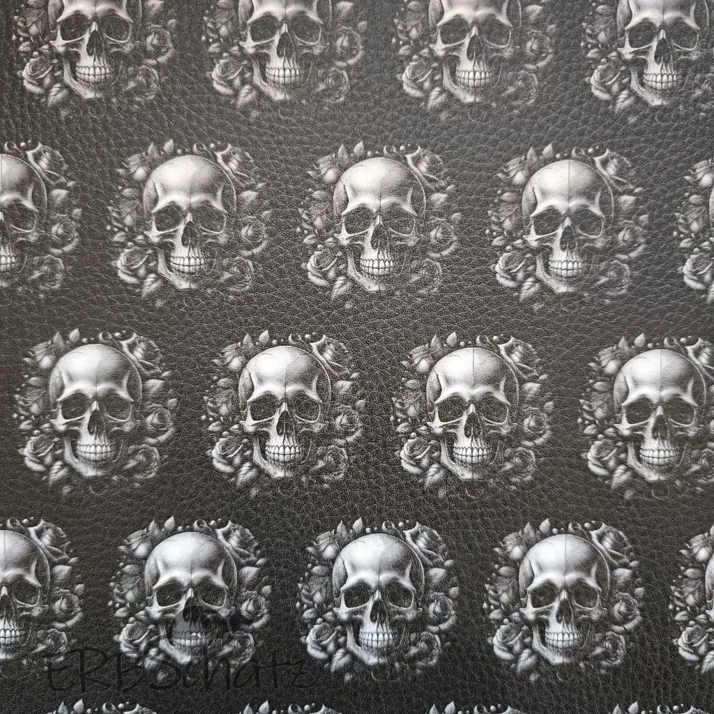 Kunstleder Skulldesigns 30 x 140 cm - Rosed Skull