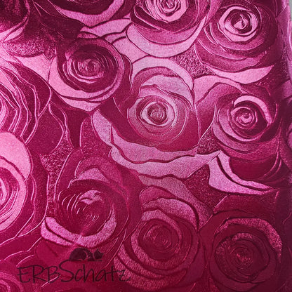 Kunstleder/Stoff Metallic Roses - Farbauswahl 30 x 140 cm