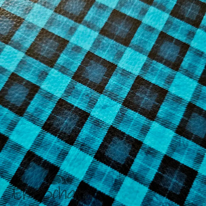 Kunstleder Tartan 30 x 140 cm - Dark Turquoise