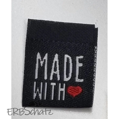 Label ’Made with Love’ zum Einnähen - Schwarz Made with Love