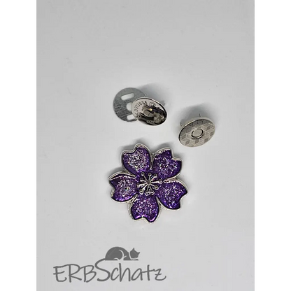 Magnet Taschenverschluss Hawaii Blüte - Silver Purple