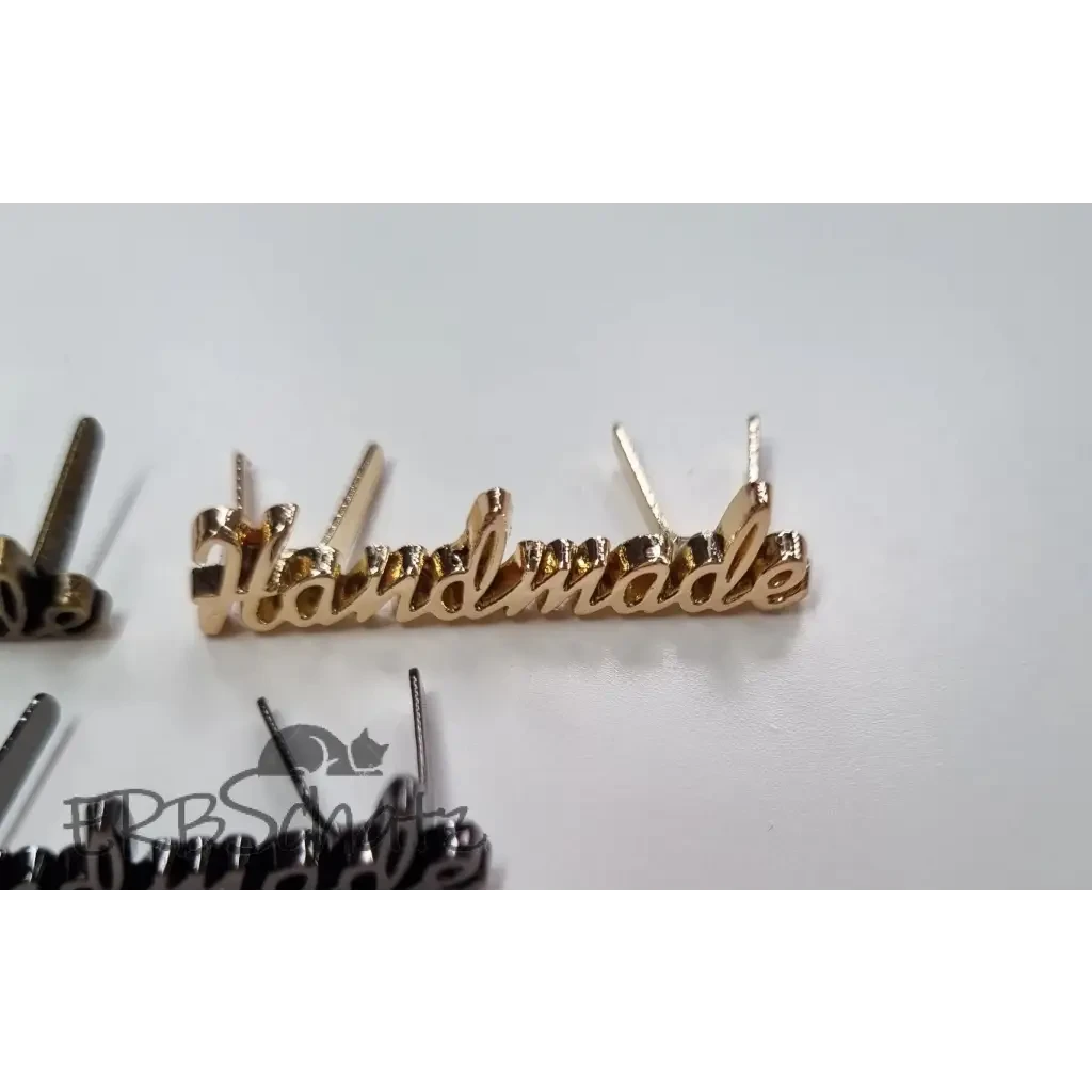 Metall Label ’Handmade’ Schreibschrift - Gold