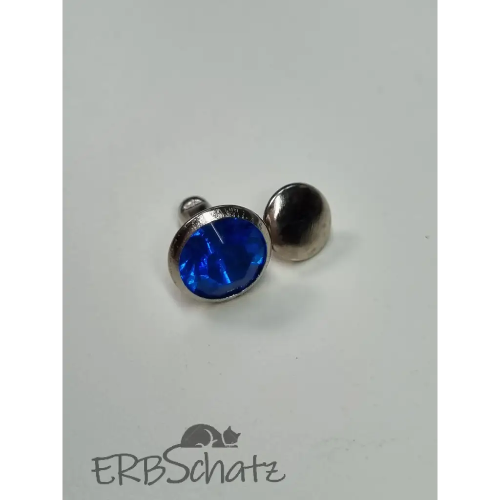 Nieten Silber mit Strassstein Blau/Lila 8x4 mm - Blau