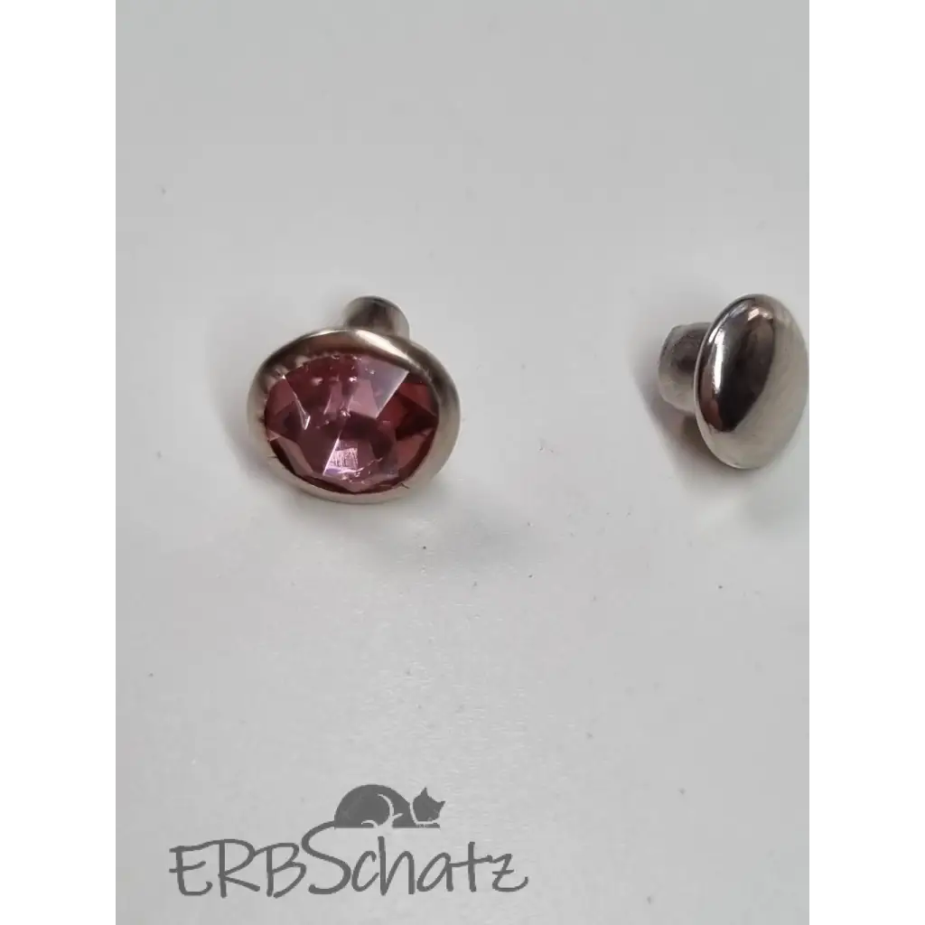 Nieten Silber mit Strassstein Farbauswahl 7x4 mm - Rosa