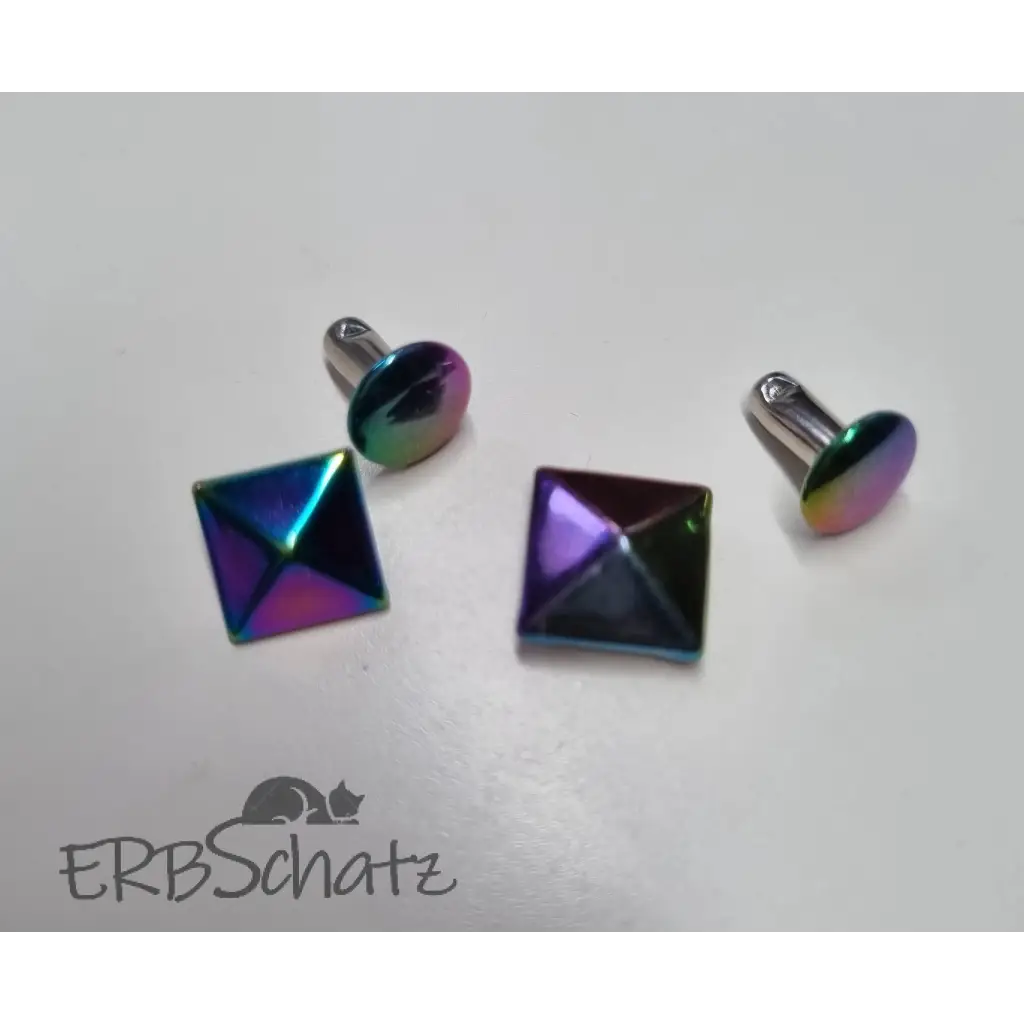 Viereck Niete Pyramide Rainbow 9/10 mm