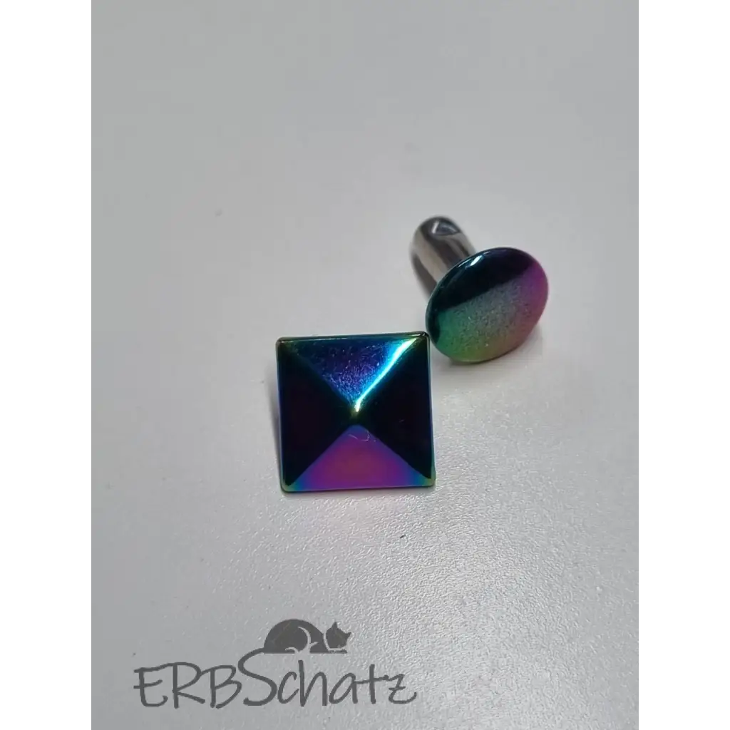 Viereck Niete Pyramide Rainbow 9/10 mm - 9 mm