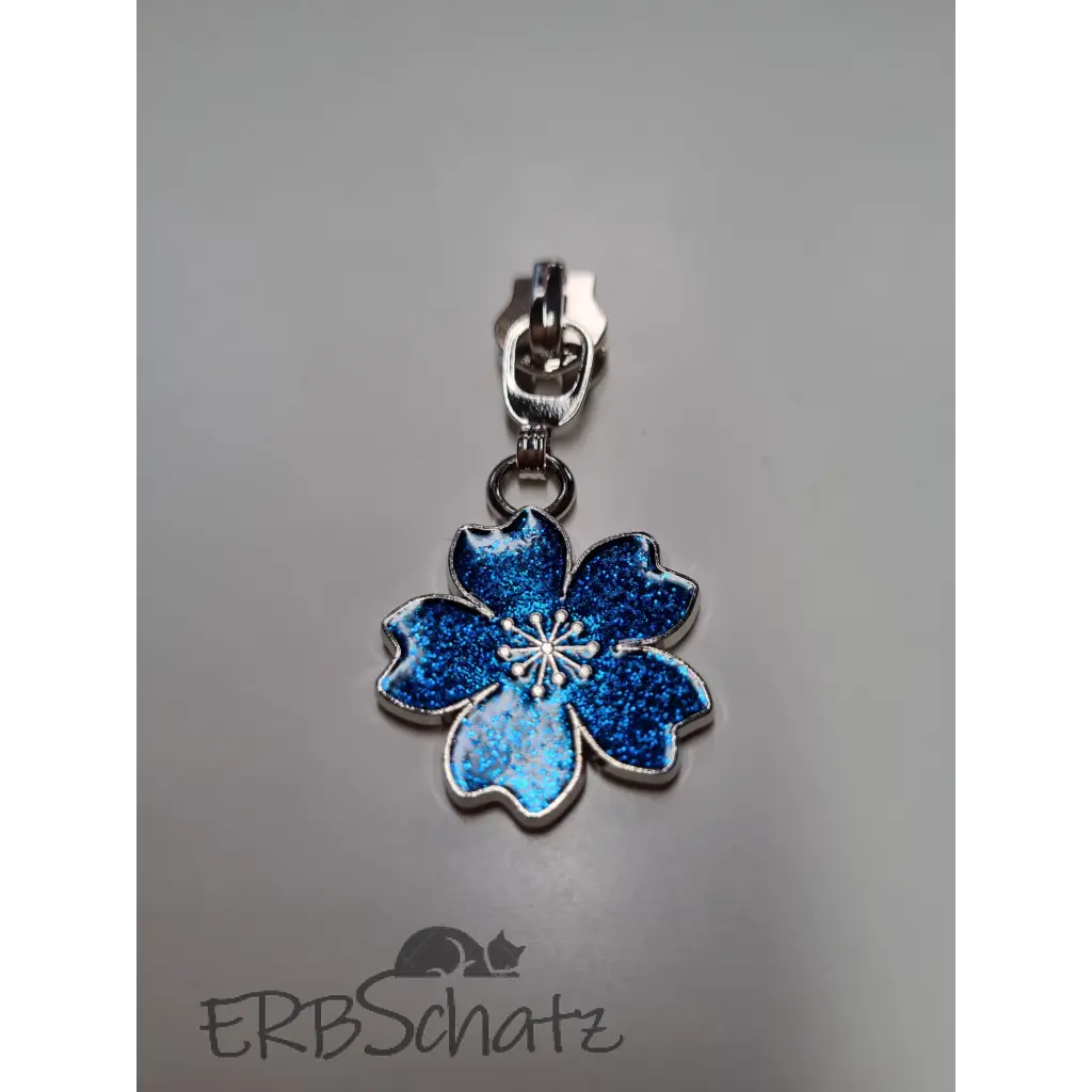Zipper Hawaii Blüte - Silber Blue