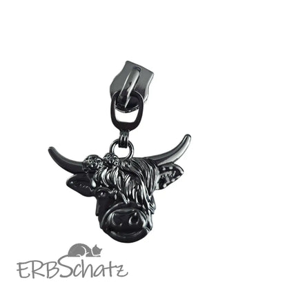 Zipper Highland Cow - GunMetal